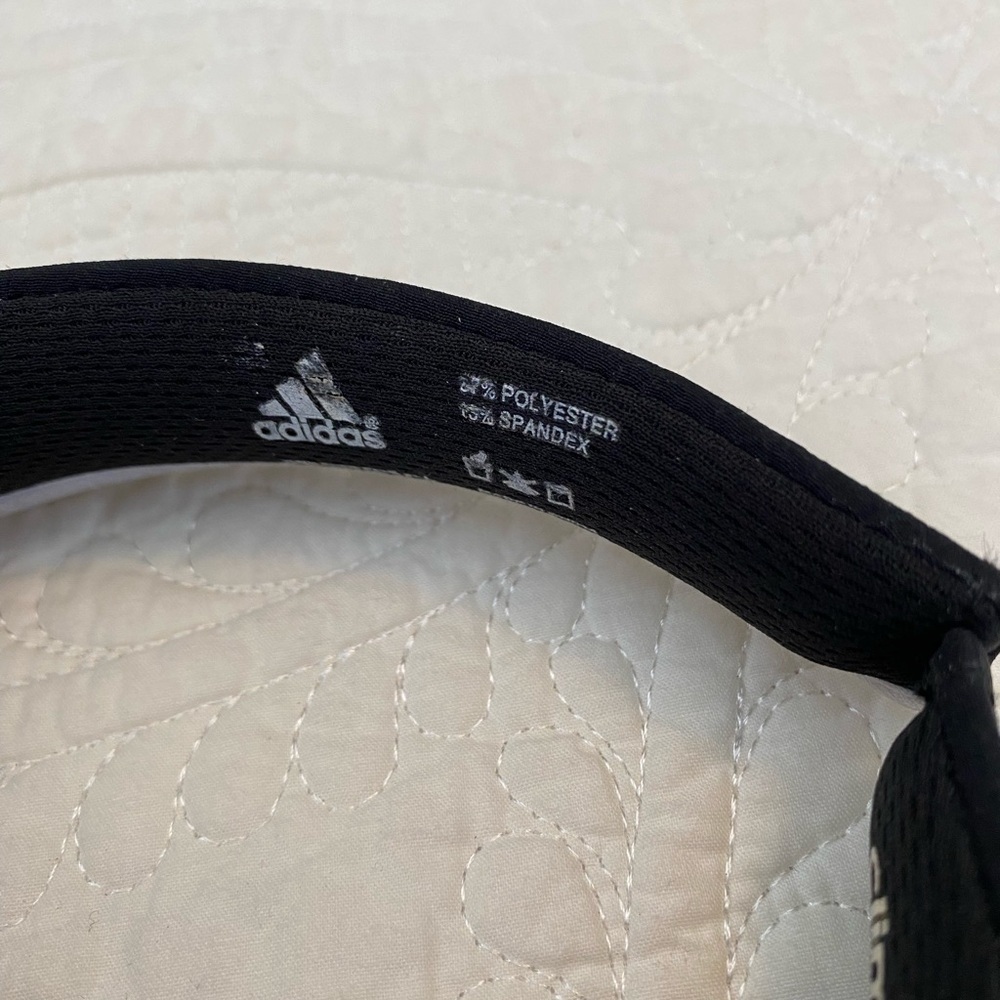 Adidas Black Sports Visor with White Logo and White Trim - Picture 3 of 5
